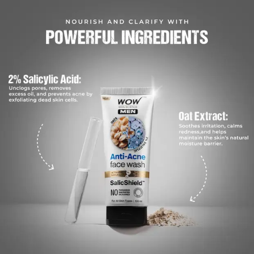 WOW Oat Extract + Salicylic Acid Anti-Acne Face Wash | Gel Cleanser