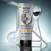 WOW Men Charcoal + Niacinamide Face Wash | Deep-Clean Gel | 100 ml