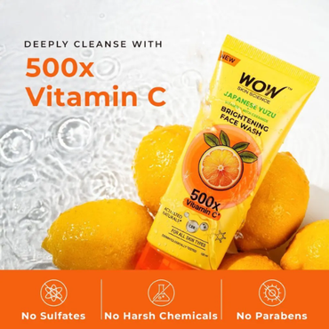 WOW Japanese Yuzu + Vitamin C Brightening Face Wash | Ceramide Gel Cleanser