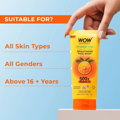 WOW Japanese Yuzu + Vitamin C Brightening Face Wash | Ceramide Gel Cleanser
