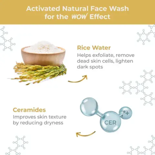 WOW Rice Water & Ceramide Face Wash For Glass Skin | 100 ml
