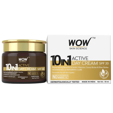 WOW 10 in 1 Active Day Cream | No Parabens & Mineral Oil | 50 ml