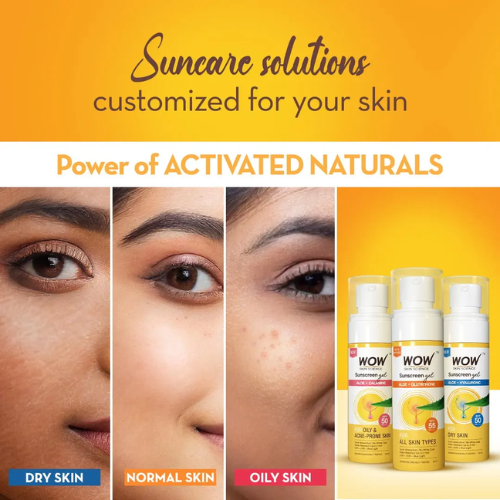 WOW Sunscreen Gel For Oily & Acne Prone Skin | SPF 50 PA++++ | 50 ml
