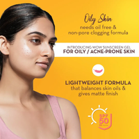 WOW Sunscreen Gel For Oily & Acne Prone Skin | SPF 50 PA++++ | 50 ml