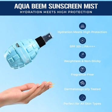 WOW Aqua-Beem Sunscreen Mist SPF 50 PA++++ For All Skin Types | 150 ml