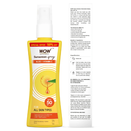 WOW Sunscreen Spray For All Skin Types | SPF 50 PA++++