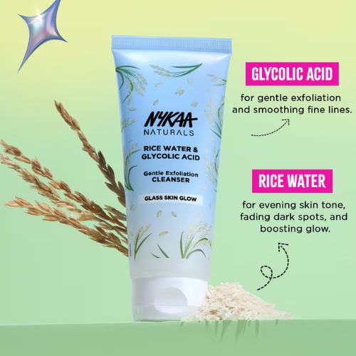 Nykaa Naturals Rice Water & Glycolic Acid Face Wash For Gentle Exfoliation & Glow-For All Skin Types