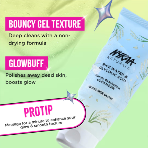 Nykaa Naturals Rice Water & Glycolic Acid Face Wash For Gentle Exfoliation & Glow-For All Skin Types