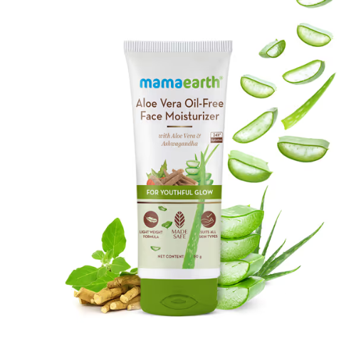 Mama Earth Aloe Vera Oil-Free Face Moisturizer with Aloe Vera & Ashwagandha for a Youthful Glow - 80 g
