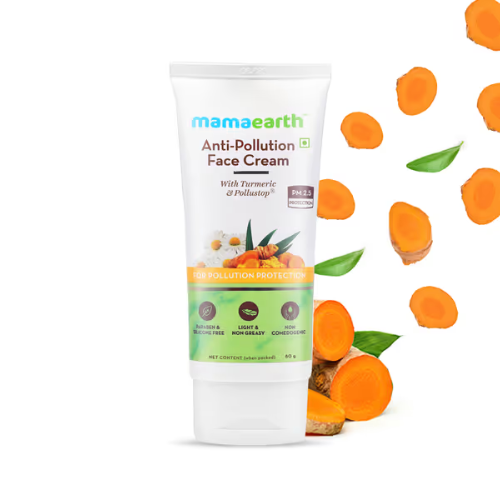 Mama Earth Anti-Pollution Daily Face Cream, for Dry and Oily Skin, with Turmeric and Pollustop For a Bright Glowing Skin - 80ml