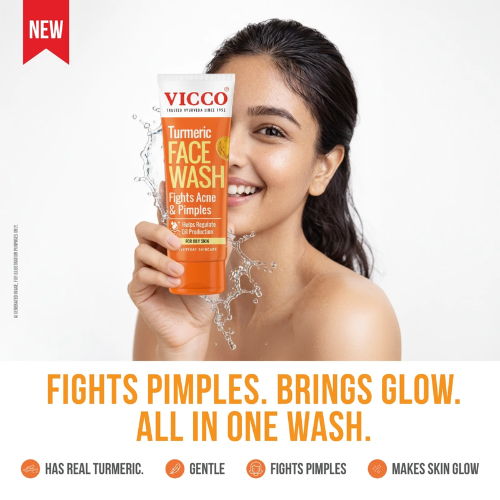Vicco Turmeric Face Wash | Gentle Ayurvedic Cleanser for Clear & Healthy-Looking Skin