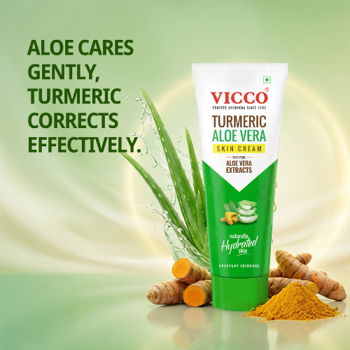 Vicco Turmeric Aloe Vera Skin Cream | Herbal Moisturizer for Soft, Hydrated & Glowing Skin