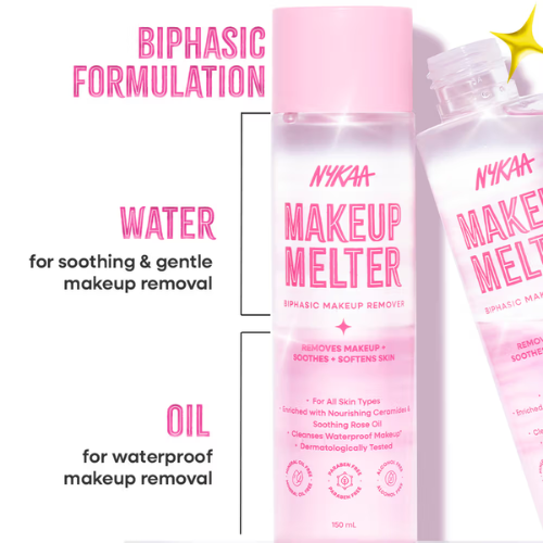 Nykaa Makeup Melter Oil-Infused Cleansing Water & Biphasic Makeup Remover (150ml)
