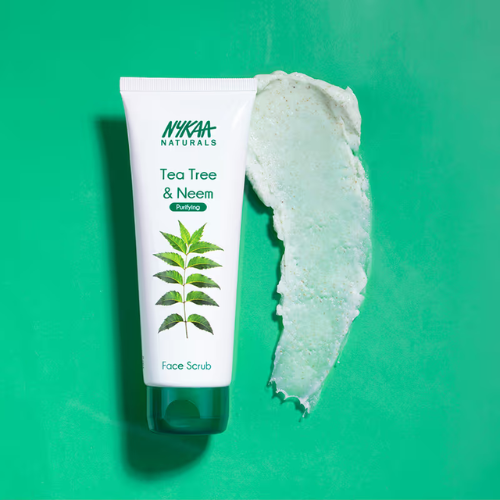 Nykaa Naturals Tea Tree & Neem Detox Face Scrub For Purifying, Acne Control & Clear Skin Glow (100gm)