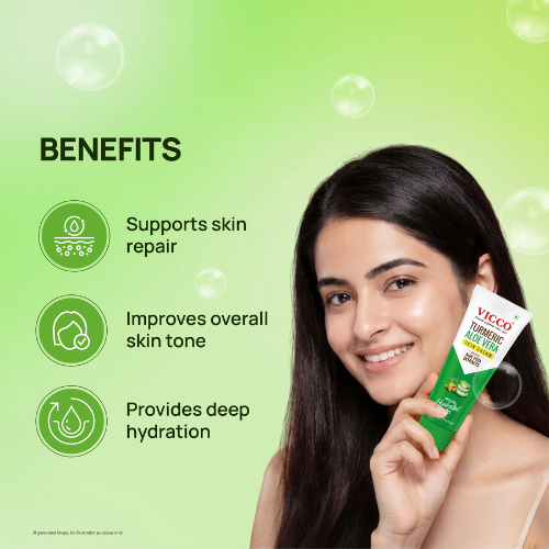 Vicco Turmeric Aloe Vera Skin Cream | Herbal Moisturizer for Soft, Hydrated & Glowing Skin