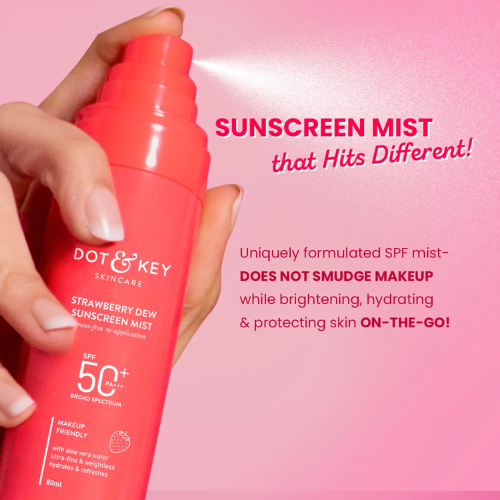 Dot & Key Strawberry Dew Sunscreen Face Mist, SPF 50+ PA+++ 80ml