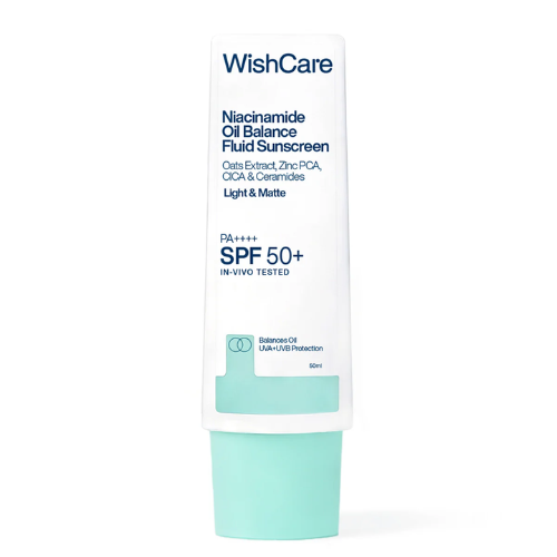 WishCare Niacinamide Oil Balance Fluid Sunscreen SPF 50 PA++++ | Lightweight Broad Spectrum Sunscreen