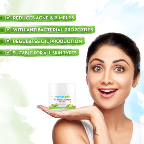 Mama Earth Tea Tree Face Mask with Salicylic Acid for Acne & Pimples – 100g