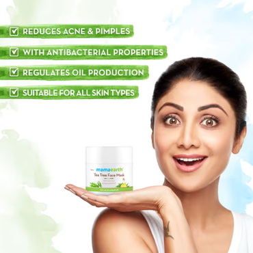Mama Earth Tea Tree Face Mask with Salicylic Acid for Acne & Pimples – 100g