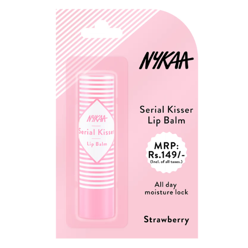 Nykaa Serial Kisser Moisturising Lip Balm With Shea Butter & Vitamin E - Strawberry (4.5g)