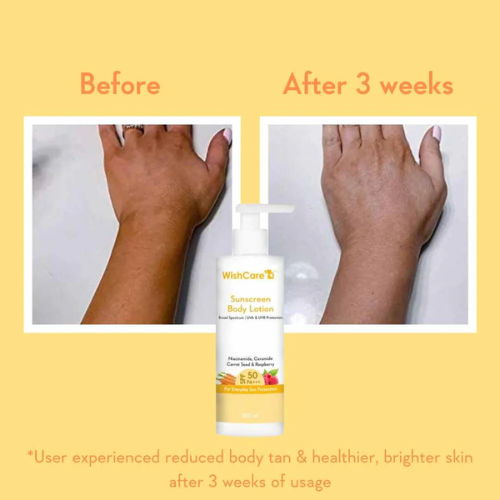 WishCare SPF 50 Sunscreen Body Lotion PA+++ | Broad Spectrum UVA & UVB Protection | Lightweight Body Sunscreen