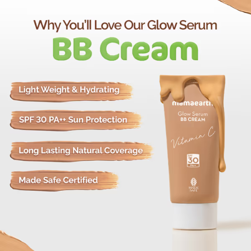 Mama Earth Glow Serum BB Cream with Vitamin C & Turmeric - 25 g