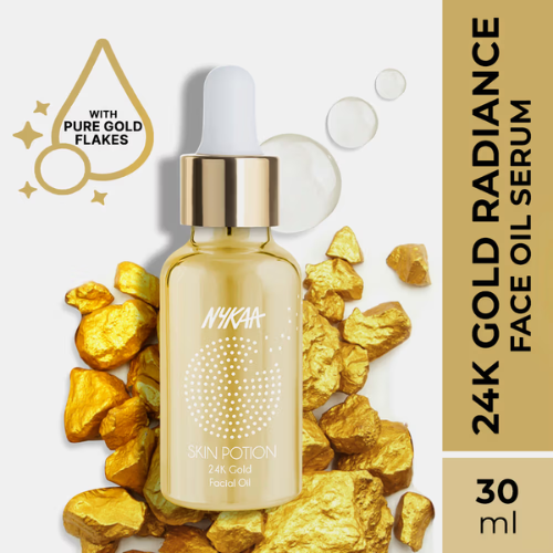 Nykaa Naturals Skin Potion 24K Gold Collagen Boosting Face Oil Serum with Squalene (30ml)