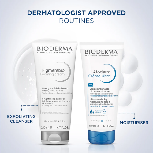 Bioderma Moisturizer & Cleanser Combo | Atoderm Crème Ultra 200 ml + Pigmentbio Foaming Cream 200 ml