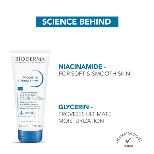 Bioderma Moisturizer & Cleanser Combo | Atoderm Crème Ultra 200 ml + Atoderm Intensive Gel Moussant 200 ml