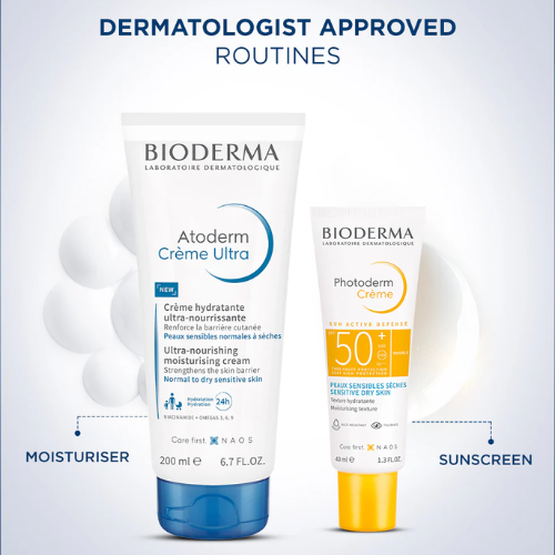 Bioderma Moisturizer & Sunscreen Combo | Atoderm Crème Ultra 200 ml + Photoderm Crème SPF 50+ 40 ml