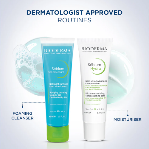 Bioderma Moisturizer & Cleanser Combo | Sébium Hydra + Sébium Gel Moussant 45 ml