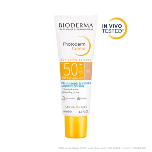 Bioderma Photoderm Crème Claire SPF 50+ PA++++ | Tinted Sunscreen with 8H Hydration