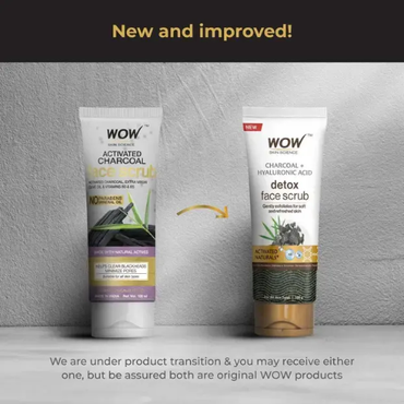 WOW Charcoal & Hyaluronic Acid Detox Face Scrub | 100 ml