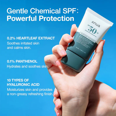 Anua Heartleaf Silky Moisture Sun Cream SPF 50+ PA++++ – 50 mL + 10 mL